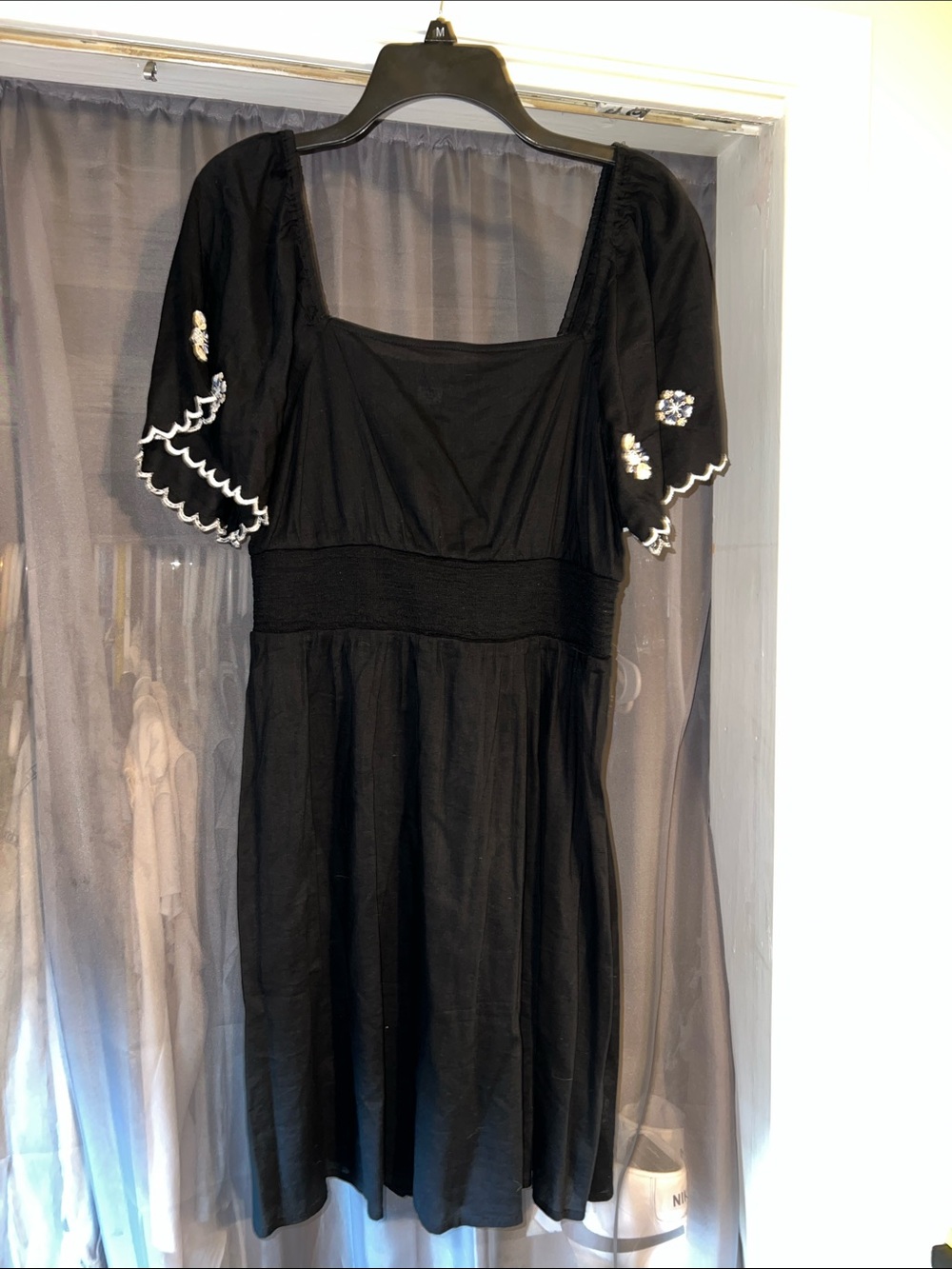 Old Navy Black Puff-Sleeve Square Neck Dress